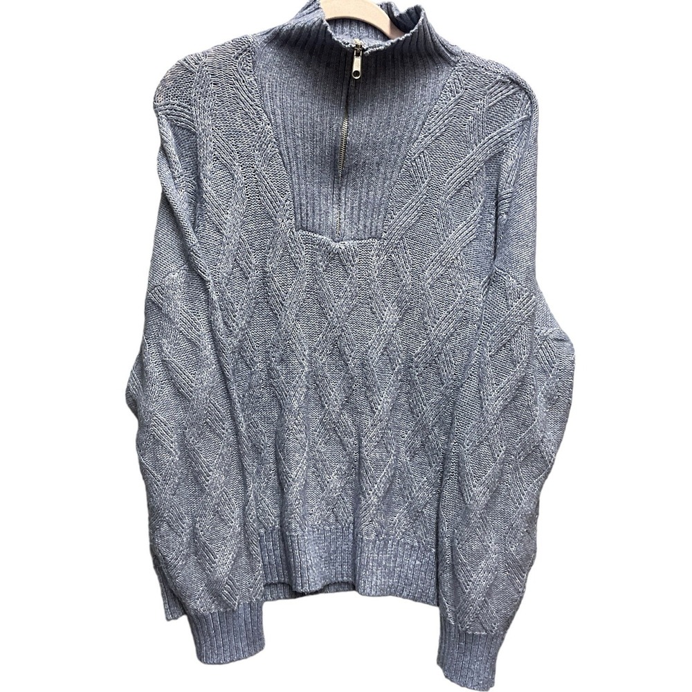 Madison & Hudson Woman's Blue Pullover 1/4 Zip Sweater Size 1X Style GS64251X